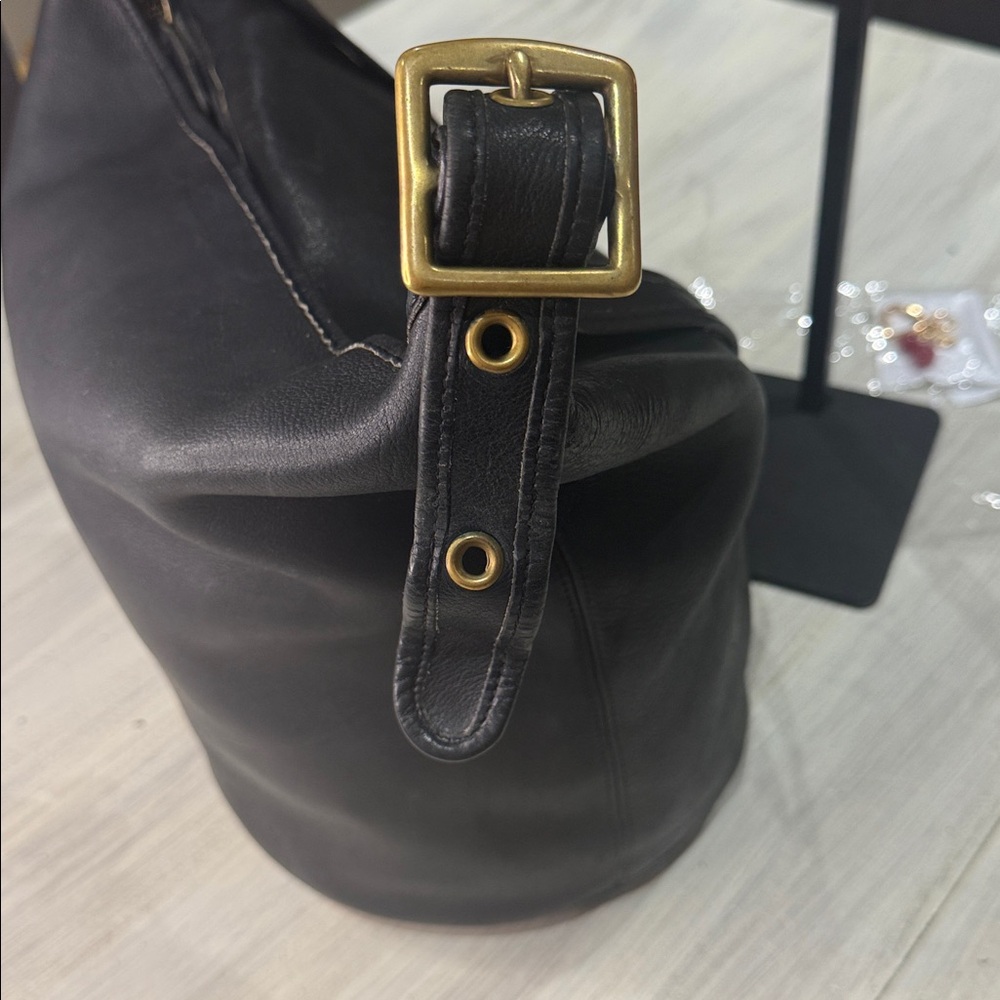 Vintage Coach Black Leather XL Large Unlined Bucket Bag - Picture 3 of 9